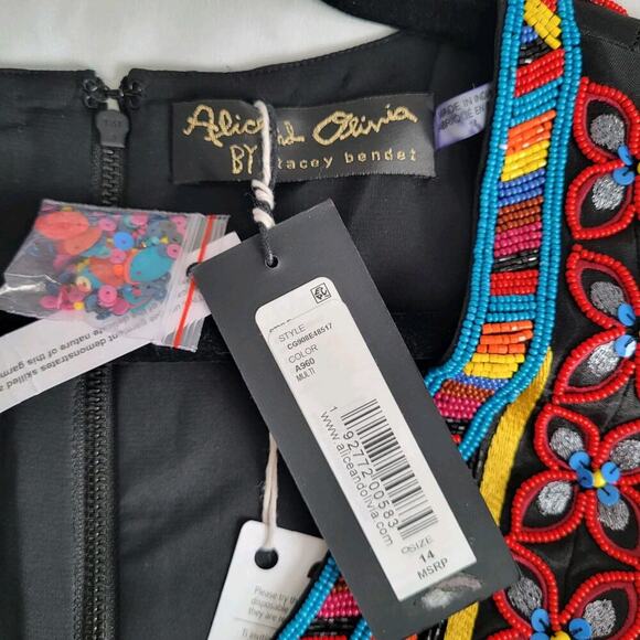 NWT $1,395 Alice + Olivia Patty Flared Embroidered Bead Sequin Lantern D… - Picture 6 of 15